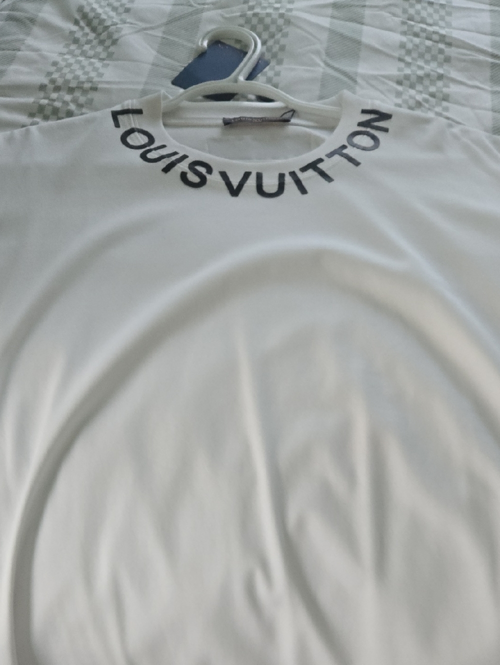 Louis Vuitton White Tee with Black Neckline Logo